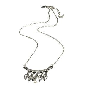 Sterling Silver Necklace Leaves and Pearl Didae Made In Israel Charm Necklace